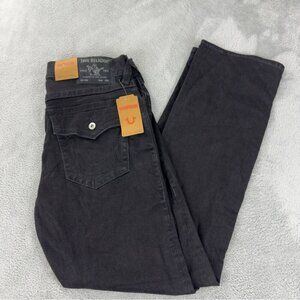 True Religion NWT Ricky Relaxed Straight Men's Black Denim Jeans Size 34x33